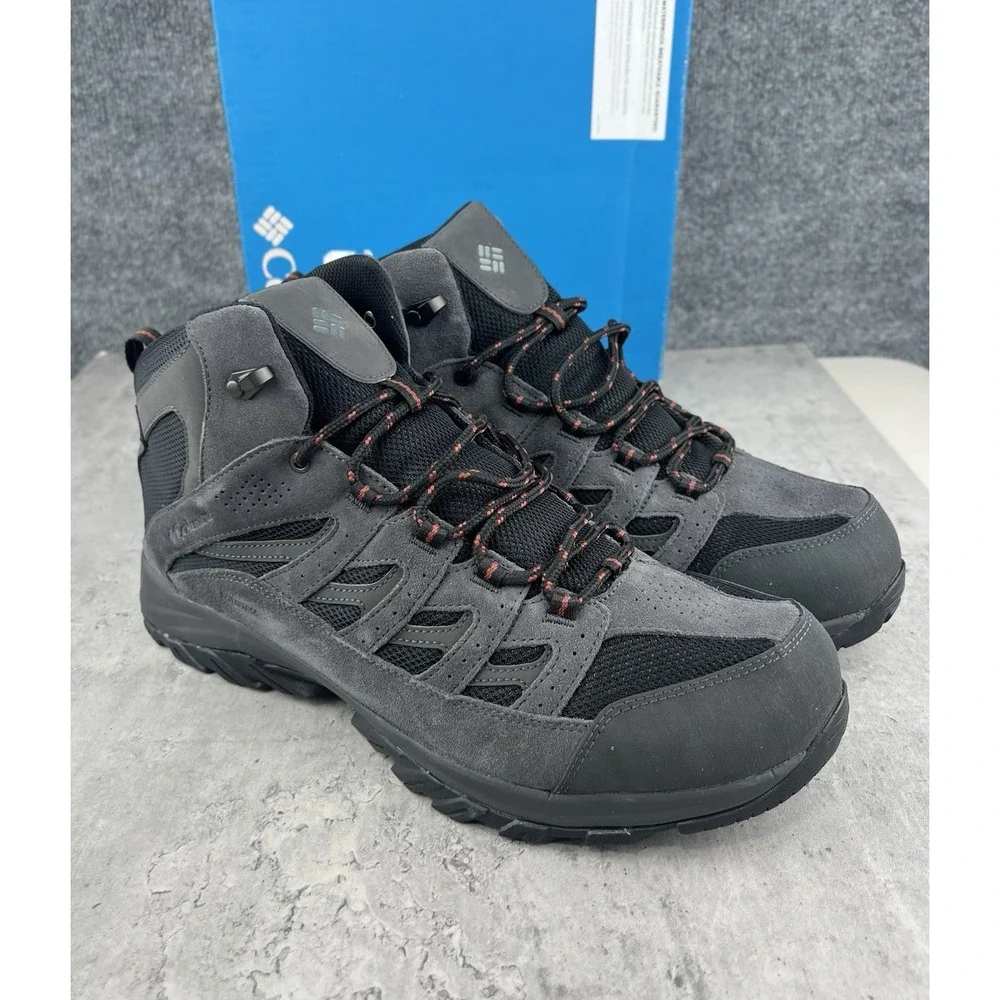 COLUMBIA CRESTWOOD MID WATERPROOF SIZE 14 Wide Men's- GRAPTHITE/DAREDEVIL